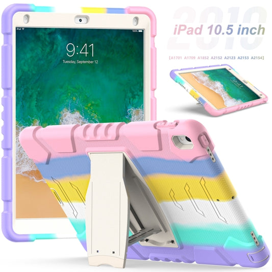 3-Layer Protection Screen Frame + PC + Silicone Shockproof Combination Case with Holder For iPad Pro 10.5 (2019) / (2017)(Colorful Pink) - iPad Pro 10.5 inch Cases by buy2fix | Online Shopping UK | buy2fix