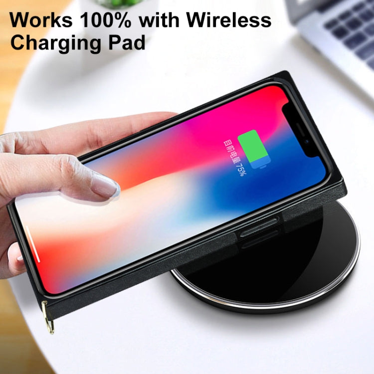 For iPhone X / XS Elegant Rhombic Pattern Microfiber Leather +TPU Shockproof Case with Crossbody Strap Chain(Black) - More iPhone Cases by buy2fix | Online Shopping UK | buy2fix