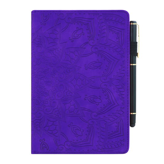 For iPad Pro 9.7 inch Calf Pattern Double Folding Design Embossed Leather Case with Holder & Card Slots & Pen Slot & Elastic Band(Purple) - iPad Pro 9.7 inch Cases by buy2fix | Online Shopping UK | buy2fix