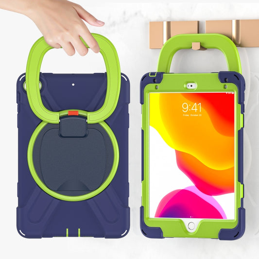 Silicone + PC Protective Case with Holder & Shoulder Strap For iPad mini 5 / 4(Navy Blue+Yellow Green) - iPad mini (2019) / mini 5 Cases by buy2fix | Online Shopping UK | buy2fix