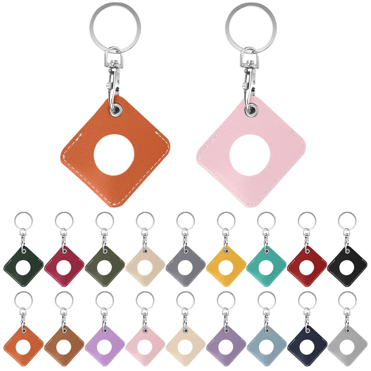 Square PU Leather Case Shockproof Anti-scratch Protective Cover with Keychain Ring Loop For AirTag(Orange) by MOMAX