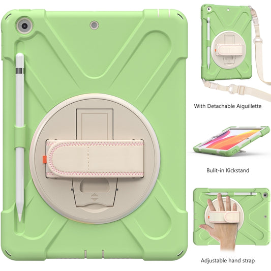 For iPad 10.2 2021 / 2020 / 2019 Pure Color Silicone + PC Protective Case with Holder & Shoulder Strap(Matcha Green) - iPad 10.2 Cases by buy2fix | Online Shopping UK | buy2fix