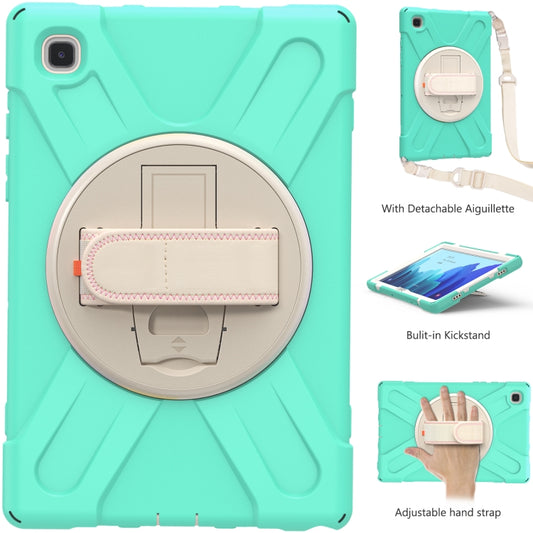 For Samsung Galaxy Tab A7 (2020) T500 Pure Color Silicone + PC Protective Case with Holder & Shoulder Strap(Mint Green) - Other Galaxy Tab PC by buy2fix | Online Shopping UK | buy2fix