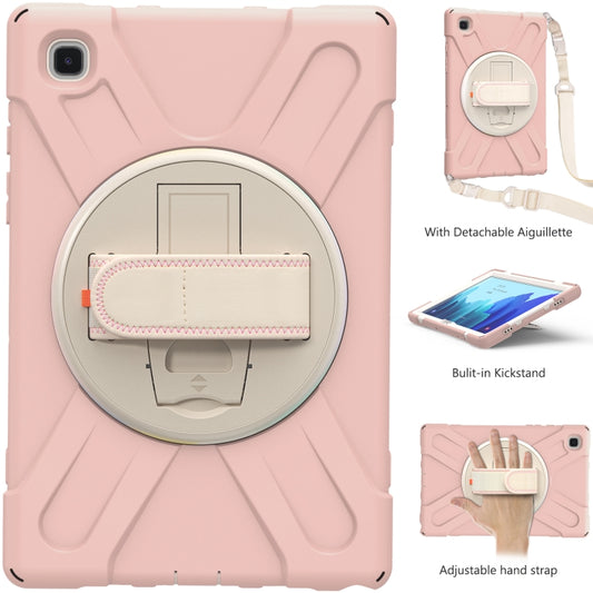 For Samsung Galaxy Tab A7 (2020) T500 Pure Color Silicone + PC Protective Case with Holder & Shoulder Strap(Sakura Pink) - Other Galaxy Tab PC by buy2fix | Online Shopping UK | buy2fix