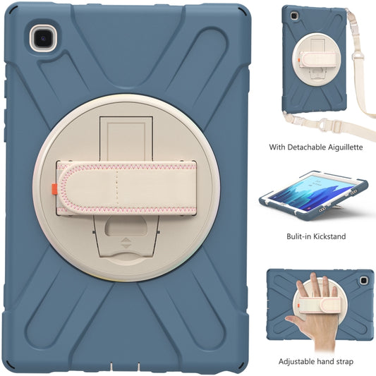 For Samsung Galaxy Tab A7 (2020) T500 Pure Color Silicone + PC Protective Case with Holder & Shoulder Strap(Cornflower Blue) - Other Galaxy Tab PC by buy2fix | Online Shopping UK | buy2fix