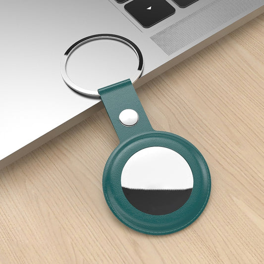 PU Leather Case Shockproof Anti-scratch Protective Cover with Keychain Ring Loop For AirTag(Indigo Blue) by MOMAX