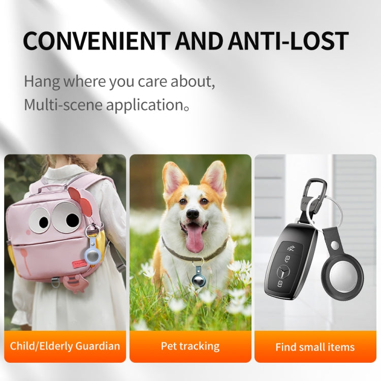 PU Leather Case Shockproof Anti-scratch Protective Cover with Keychain Ring Loop For AirTag(Black) by MOMAX