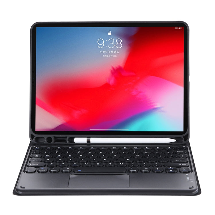 YT11B-A 2021 Detachable Candy Color Skin Texture Round Keycap Bluetooth Keyboard Leather Tablet Case with Touch Control & Pen Slot & Stand For iPad Pro 11 2021 / Air4 / Air5 / Pro 11(Black) by buy2fix