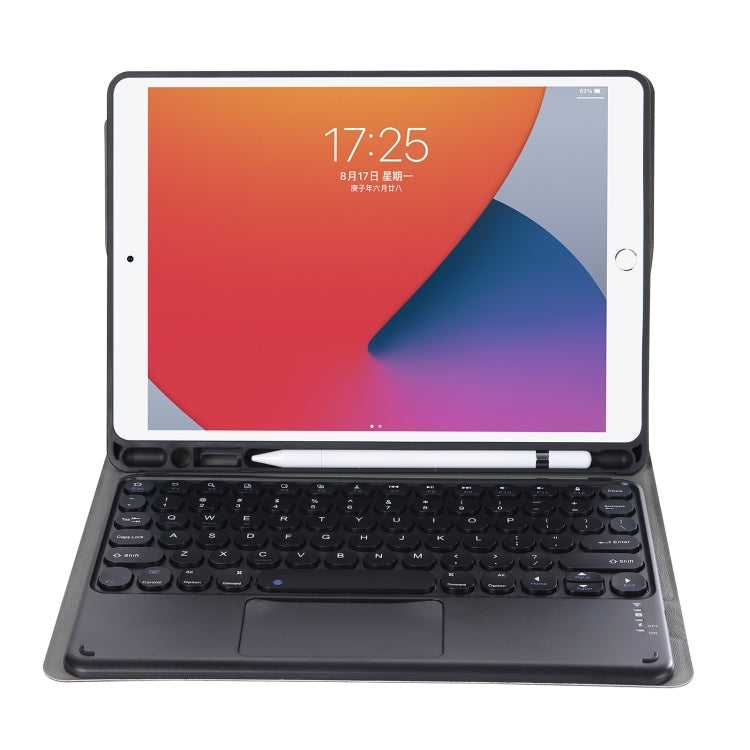 YA11B-A 2021 Detachable Lambskin Texture Round Keycap Bluetooth Keyboard Leather Tablet Case with Touch Control & Pen Slot & Stand For iPad Pro 11 2021 / Air4 / Air5 / Pro 11(Dark Blue) by buy2fix