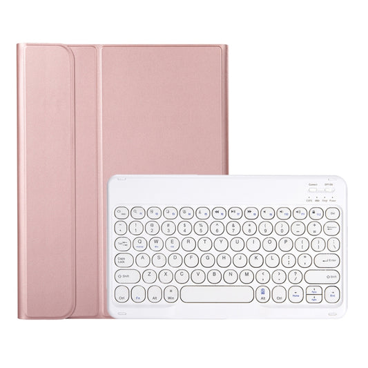 YA11B 2021 Detachable Lambskin Texture Round Keycap Bluetooth Keyboard Leather Tablet Case with Pen Slot & Stand For iPad Pro 11 2021 / Air4 / Air5 / Pro 11(Rose Gold) by buy2fix
