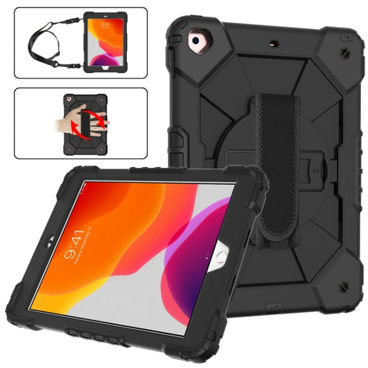 For iPad 10.2 2021 / 2020 / 2019 Contrast Color Robot Shockproof Silicon + PC Protective Case with Holder & Shoulder Strap(Black) - iPad 10.2 Cases by buy2fix | Online Shopping UK | buy2fix