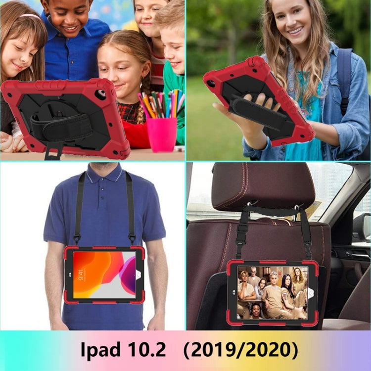 For iPad 10.2 2021 / 2020 / 2019 Contrast Color Robot Shockproof Silicon + PC Protective Case with Holder & Shoulder Strap(Red Black) - iPad 10.2 Cases by buy2fix | Online Shopping UK | buy2fix