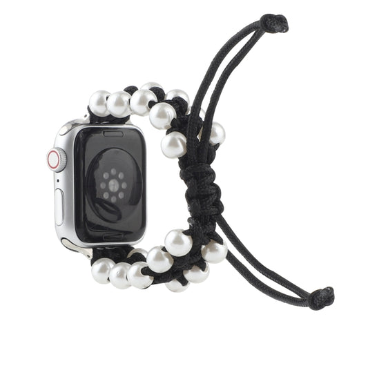 Umbrella Rope Bead Nylon Watch Band For Apple Watch Ultra 49mm&Watch Ultra 2 49mm / Series 9&8&7 45mm / SE 3&SE 2&6&SE&5&4 44mm / 3&2&1 42mm(Black) by buy2fix