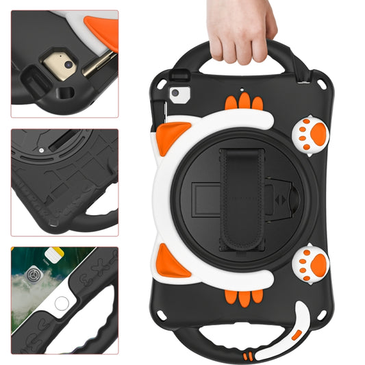 Cute Cat King Kids Shockproof Silicone Tablet Case with Holder & Shoulder Strap & Handle For iPad mini 5 / 4 / 3 / 2 /1(Black Orange) - iPad mini (2019) / mini 5 Cases by buy2fix | Online Shopping UK | buy2fix