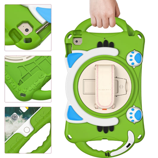 Cute Cat King Kids Shockproof Silicone Tablet Case with Holder & Shoulder Strap & Handle For iPad mini 5 / 4 / 3 / 2 /1(Green) - iPad mini (2019) / mini 5 Cases by buy2fix | Online Shopping UK | buy2fix