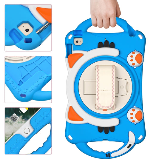 Cute Cat King Kids Shockproof Silicone Tablet Case with Holder & Shoulder Strap & Handle For iPad mini 5 / 4 / 3 / 2 /1(Light Blue) - iPad mini (2019) / mini 5 Cases by buy2fix | Online Shopping UK | buy2fix