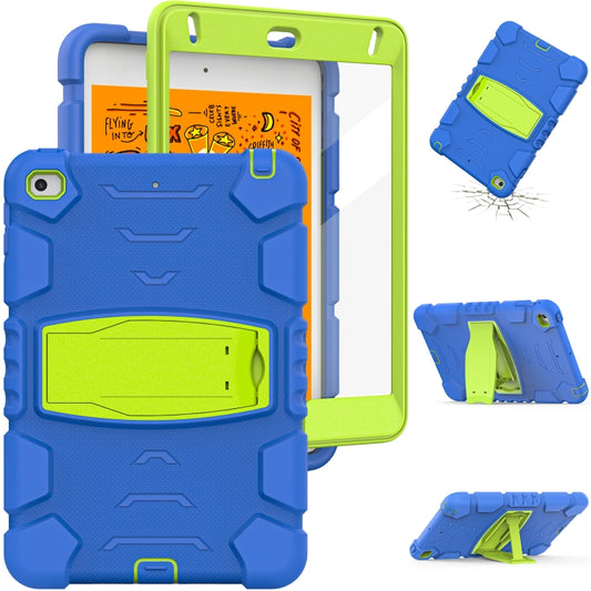 3-Layer Protection Screen Frame + PC + Silicone Shockproof Combination Case with Holder For iPad mini 5 / 4(Blue+Lime) - iPad mini (2019) / mini 5 Cases by buy2fix | Online Shopping UK | buy2fix