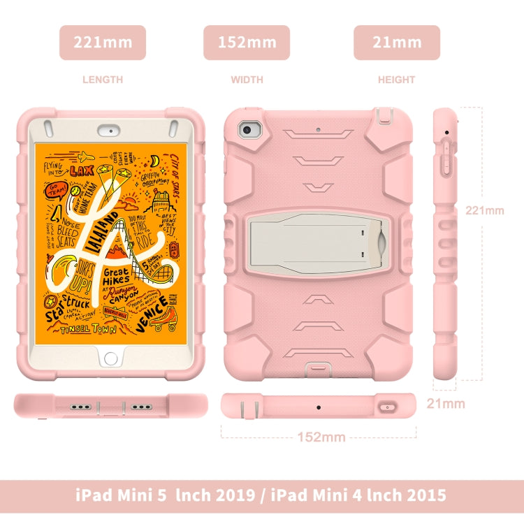 3-Layer Protection Screen Frame + PC + Silicone Shockproof Combination Case with Holder For iPad mini 5 / 4(Cherry Blossoms Pink) - iPad mini (2019) / mini 5 Cases by buy2fix | Online Shopping UK | buy2fix