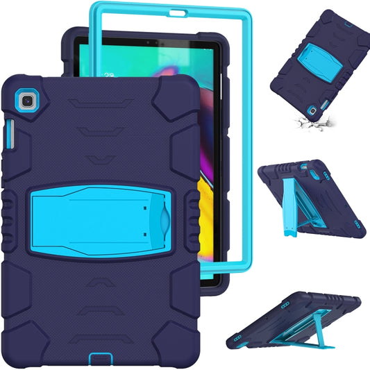 3-Layer Protection Screen Frame + PC + Silicone Shockproof Combination Case with Holder For Samsung Galaxy Tab S5e T720(NavyBlue + Blue) - Tab S5E 10.5 T720 / T725 by buy2fix | Online Shopping UK | buy2fix
