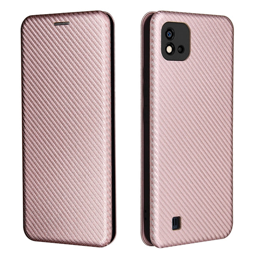 For OPPO Realme C11 2021 Carbon Fiber Texture Horizontal Flip TPU + PC + PU Leather Case with Card Slot(Pink) by buy2fix