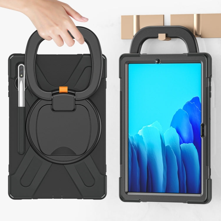For Samsung Galaxy Tab S8+ / Tab S8 Plus / Tab S7 FE / Tab S7+ T970/T975 Silicone + PC Protective Case with Holder & Shoulder Strap(Black+Black) by buy2fix