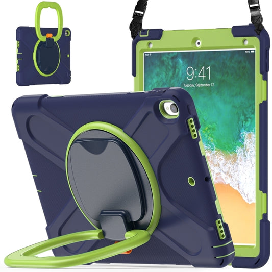For iPad Pro 10.5 2017 / Air 10.5 2019 Silicone + PC Protective Case with Holder & Shoulder Strap(NavyBlue+Lime) - iPad Air (2019) Cases by buy2fix | Online Shopping UK | buy2fix