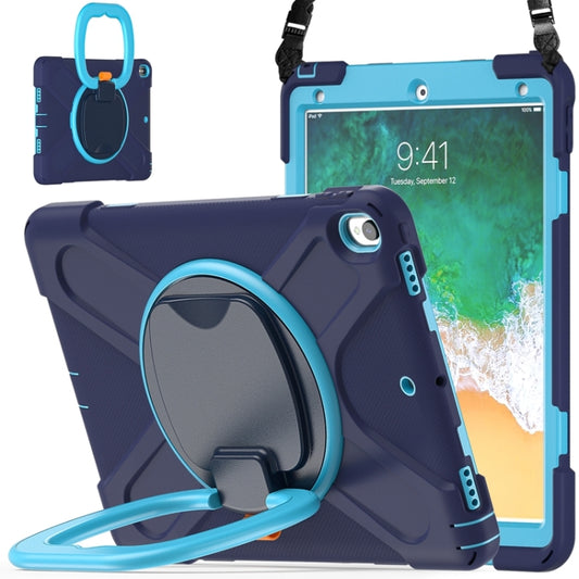 For iPad Pro 10.5 2017 / Air 10.5 2019 Silicone + PC Protective Case with Holder & Shoulder Strap(NavyBlue+Blue) - iPad Air (2019) Cases by buy2fix | Online Shopping UK | buy2fix
