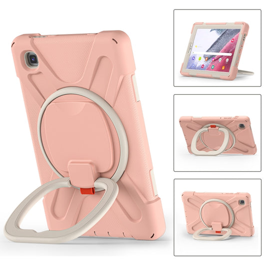 For Samsung Galaxy Tab A7 Lite T220 / T225 Silicone + PC Protective Case with Holder & Shoulder Strap(Rose Gold) - Tab A7 Lite T220 / T225 by buy2fix | Online Shopping UK | buy2fix