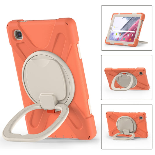 For Samsung Galaxy Tab A7 Lite T220 / T225 Silicone + PC Protective Case with Holder & Shoulder Strap(Coral Orange) - Tab A7 Lite T220 / T225 by buy2fix | Online Shopping UK | buy2fix