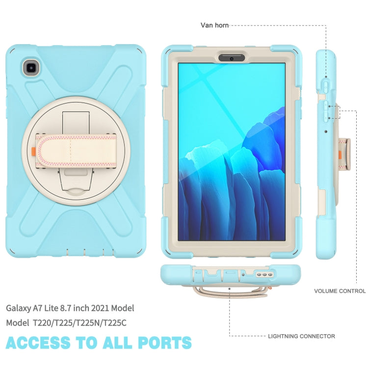 For Samsung Galaxy Tab A7 Lite T220 / T225 Silicone + PC Protective Case with Holder & Shoulder Strap(Ice Blue) - Tab A7 Lite T220 / T225 by buy2fix | Online Shopping UK | buy2fix