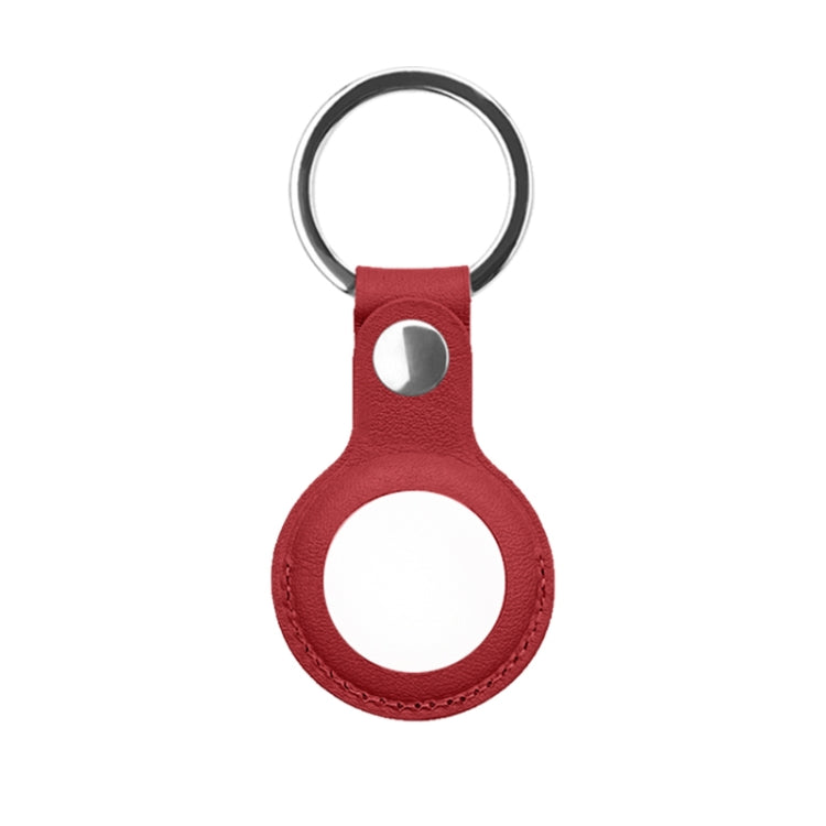 Mutural PU Leather Protective Case with Key Ring for AirTag(Red) - by Mutural | Online Shopping UK | buy2fix