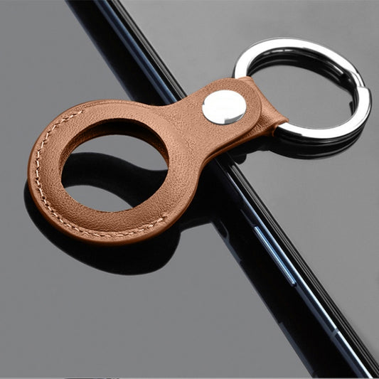 Mutural PU Leather Protective Case with Key Ring for AirTag(Brown) by Mutural
