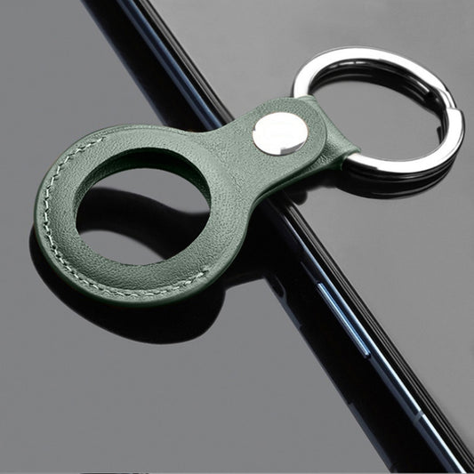 Mutural PU Leather Protective Case with Key Ring for AirTag(Dark Green) by Mutural
