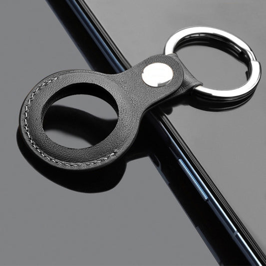 Mutural PU Leather Protective Case with Key Ring for AirTag(Black) by Mutural