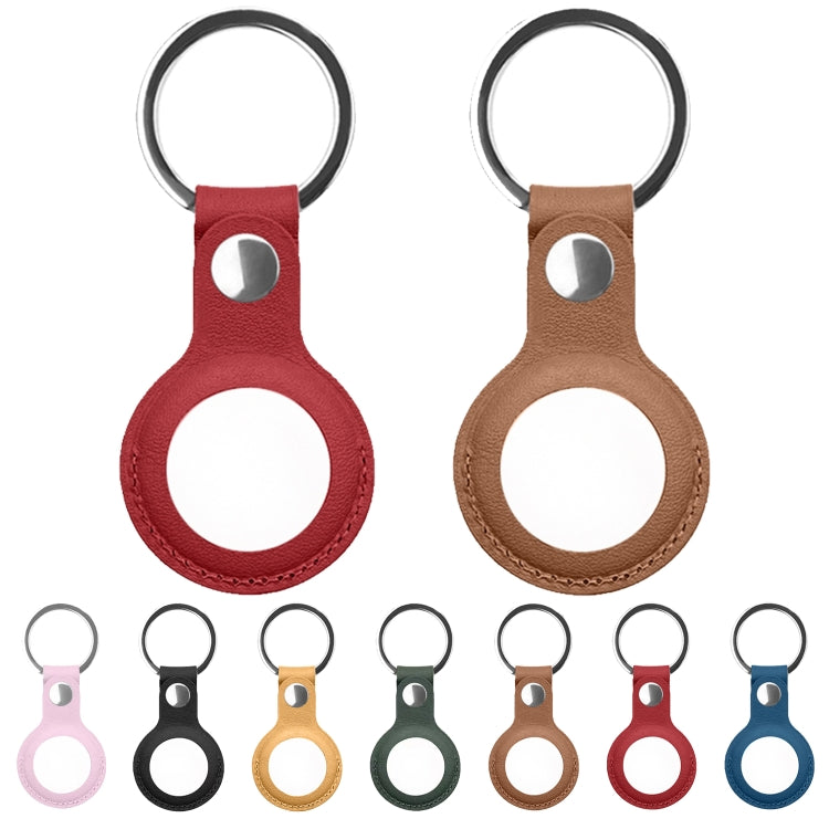 Mutural PU Leather Protective Case with Key Ring for AirTag(Red) - by Mutural | Online Shopping UK | buy2fix