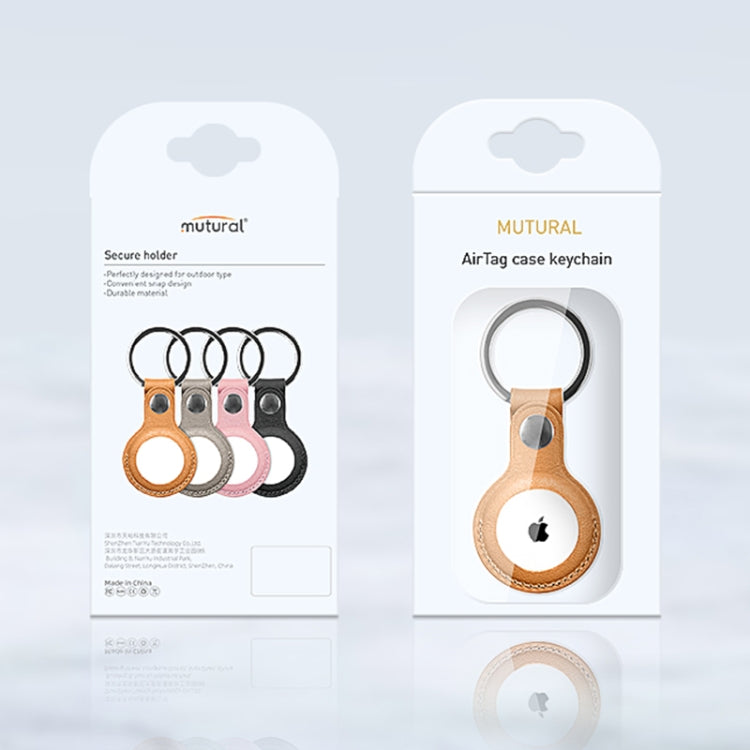 Mutural PU Leather Protective Case with Key Ring for AirTag(Red) - by Mutural | Online Shopping UK | buy2fix