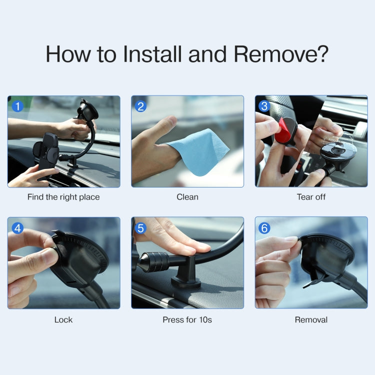 JOYROOM JR-ZS259 360 Degree Rotation Mechanical Car Holder, Style: Long Arm Sucker(Black) - Universal Car Holders by JOYROOM | Online Shopping UK | buy2fix