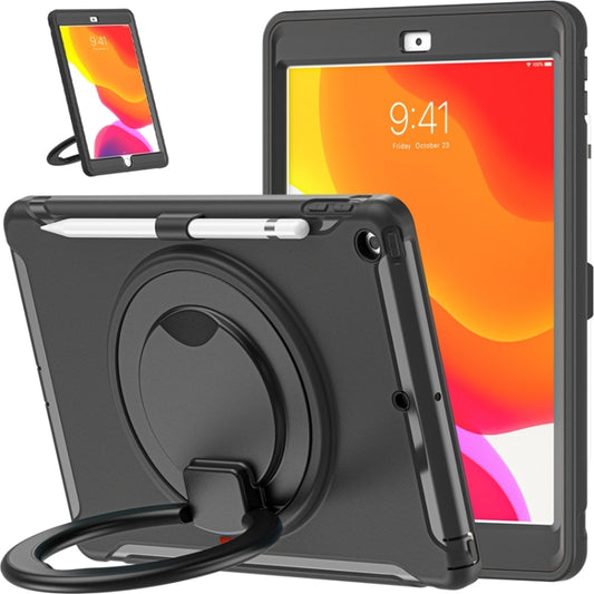 For iPad 10.2 2021 / 2020 / 2019 Shockproof TPU + PC Protective Case with 360 Degree Rotation Foldable Handle Grip Holder & Pen Slot(Black) - iPad 10.2 Cases by buy2fix | Online Shopping UK | buy2fix