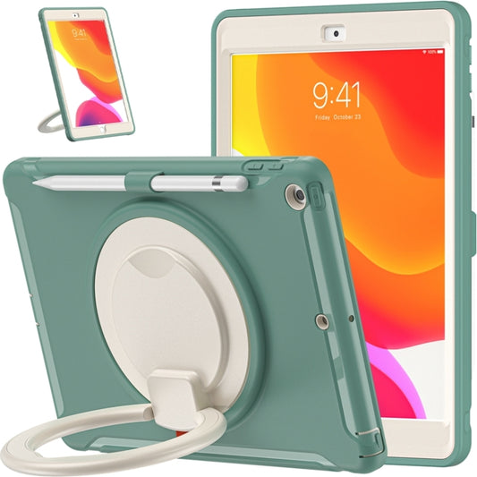 For iPad 10.2 2021 / 2020 / 2019 Shockproof TPU + PC Protective Case with 360 Degree Rotation Foldable Handle Grip Holder & Pen Slot(Emmerald Green) - iPad 10.2 Cases by buy2fix | Online Shopping UK | buy2fix