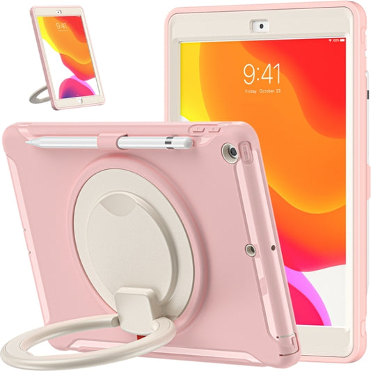 For iPad 10.2 2021 / 2020 / 2019 Shockproof TPU + PC Protective Case with 360 Degree Rotation Foldable Handle Grip Holder & Pen Slot(Cherry Blossoms Pink) - iPad 10.2 Cases by buy2fix | Online Shopping UK | buy2fix