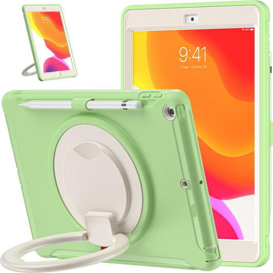For iPad 10.2 2021 / 2020 / 2019 Shockproof TPU + PC Protective Case with 360 Degree Rotation Foldable Handle Grip Holder & Pen Slot(Matcha Green) - iPad 10.2 Cases by buy2fix | Online Shopping UK | buy2fix