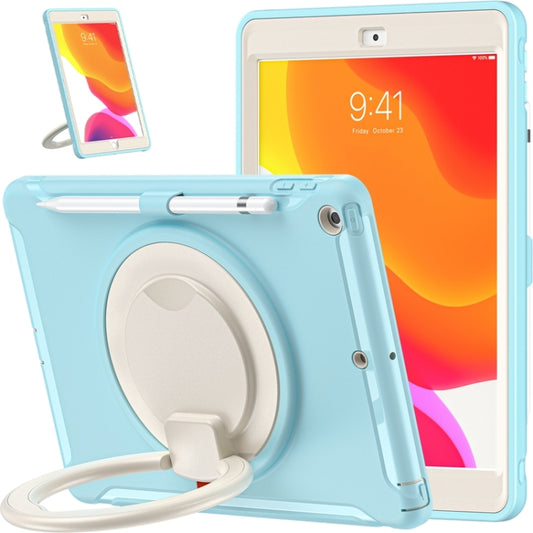 For iPad 10.2 2021 / 2020 / 2019 Shockproof TPU + PC Protective Case with 360 Degree Rotation Foldable Handle Grip Holder & Pen Slot(Ice Crystal Blue) - iPad 10.2 Cases by buy2fix | Online Shopping UK | buy2fix