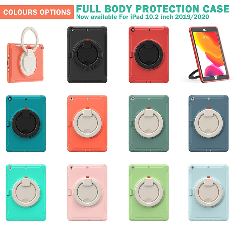 For iPad 10.2 2021 / 2020 / 2019 Shockproof TPU + PC Protective Case with 360 Degree Rotation Foldable Handle Grip Holder & Pen Slot(Cherry Blossoms Pink) - iPad 10.2 Cases by buy2fix | Online Shopping UK | buy2fix