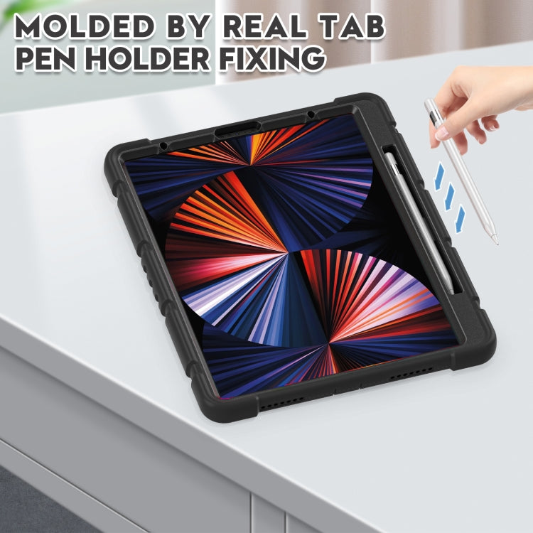 For iPad Pro 12.9 2022 / 2021 3-Layer Protection Screen Frame + PC + Silicone Shockproof Combination Tablet Case with Holder(Black+Black) - iPad Pro 12.9 (2022/2021) Cases by buy2fix | Online Shopping UK | buy2fix