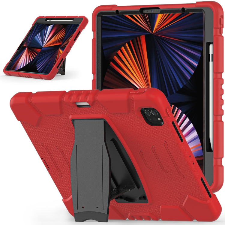 For iPad Pro 12.9 2022 / 2021 3-Layer Protection Screen Frame + PC + Silicone Shockproof Combination Tablet Case with Holder(Red+Black) - iPad Pro 12.9 (2022/2021) Cases by buy2fix | Online Shopping UK | buy2fix