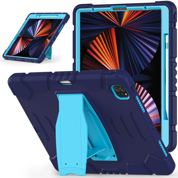 For iPad Pro 12.9 2022 / 2021 3-Layer Protection Screen Frame + PC + Silicone Shockproof Combination Tablet Case with Holder(NavyBlue+Blue) - iPad Pro 12.9 (2022/2021) Cases by buy2fix | Online Shopping UK | buy2fix