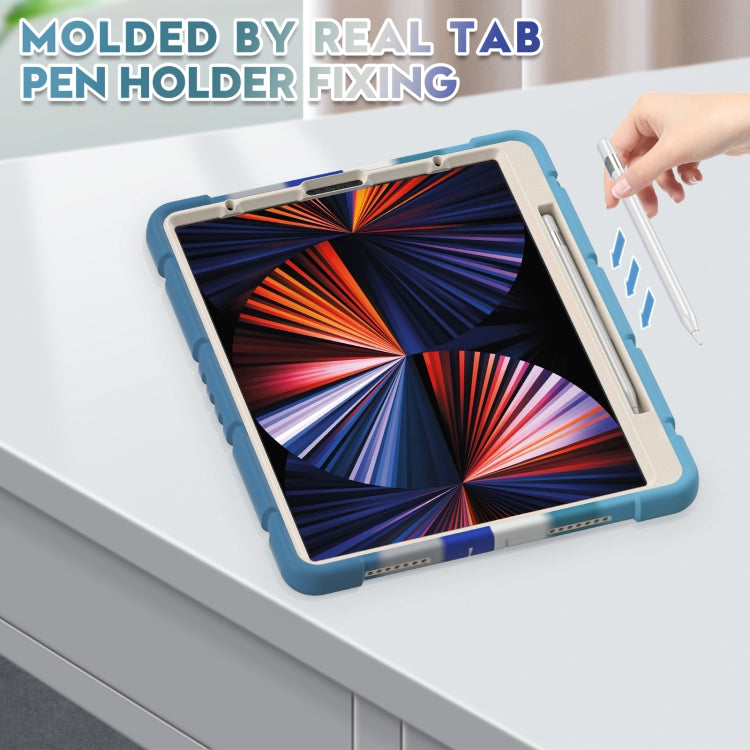 For iPad Pro 12.9 2022 / 2021 3-Layer Protection Screen Frame + PC + Silicone Shockproof Combination Tablet Case with Holder(Colorful Blue) - iPad Pro 12.9 (2022/2021) Cases by buy2fix | Online Shopping UK | buy2fix