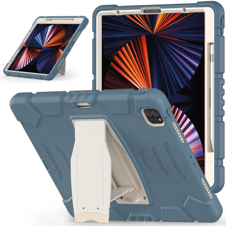 For iPad Pro 12.9 2022 / 2021 3-Layer Protection Screen Frame + PC + Silicone Shockproof Combination Tablet Case with Holder(Cornflower Blue) - iPad Pro 12.9 (2022/2021) Cases by buy2fix | Online Shopping UK | buy2fix