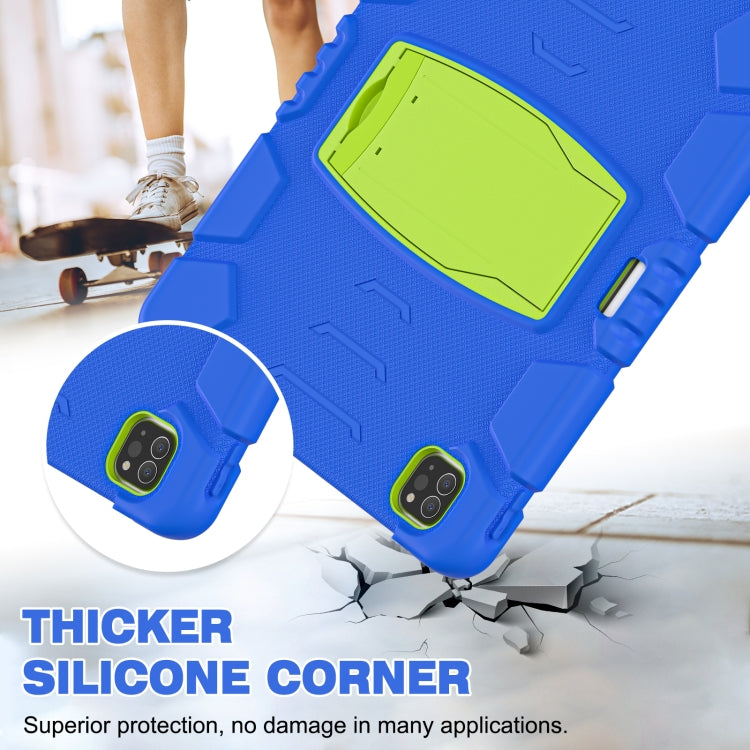 For iPad Pro 12.9 2022 / 2021 3-Layer Protection Screen Frame + PC + Silicone Shockproof Combination Tablet Case with Holder(Blue+Lime) - iPad Pro 12.9 (2022/2021) Cases by buy2fix | Online Shopping UK | buy2fix