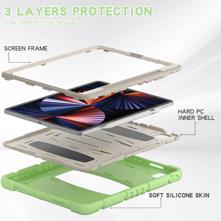 For iPad Pro 12.9 2022 / 2021 3-Layer Protection Screen Frame + PC + Silicone Shockproof Combination Tablet Case with Holder(Matcha Green) - iPad Pro 12.9 (2022/2021) Cases by buy2fix | Online Shopping UK | buy2fix